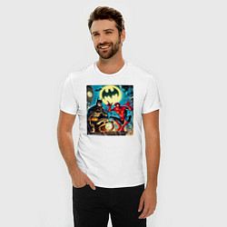 Футболка slim-fit Batman with Spider-man - ai art fantasy, цвет: белый — фото 2