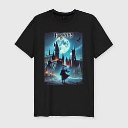 Футболка slim-fit Nightly Hogwarts - neon glow, цвет: черный