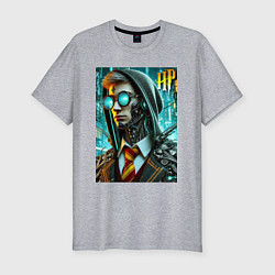 Футболка slim-fit Cyber Harry Potter - ai art fantasy, цвет: меланж