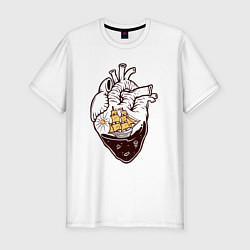 Футболка slim-fit Сердце корабля, цвет: белый