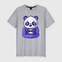 Футболка slim-fit Панда игроман, цвет: меланж