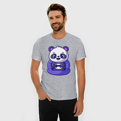Футболка slim-fit Панда игроман, цвет: меланж — фото 2
