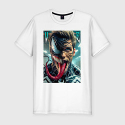 Футболка slim-fit Venom and Eddie - ai art fantasy, цвет: белый