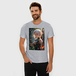 Футболка slim-fit Девушка-эльф с магическим луком, цвет: меланж — фото 2