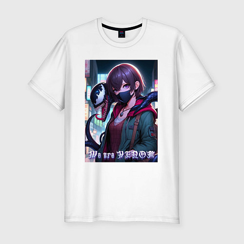 Мужская slim-футболка We are Venom - meme / Белый – фото 1