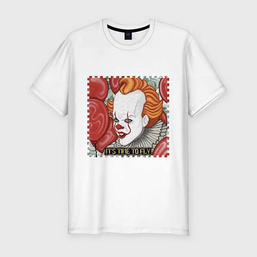 Мужская slim-футболка Пиксельный Пеннивайз / Белый – фото 1