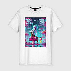 Футболка slim-fit Rick and Morty under the mushrooms, цвет: белый