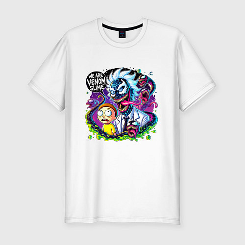 Мужская slim-футболка Rick and Morty - we are Venom slime / Белый – фото 1
