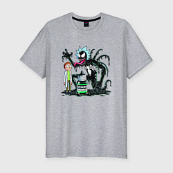 Футболка slim-fit Morty and Rick-Venom - ai art fantasy, цвет: меланж