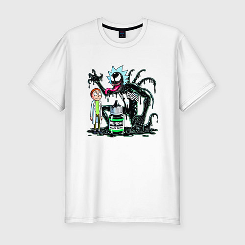 Мужская slim-футболка Morty and Rick-Venom - ai art fantasy / Белый – фото 1