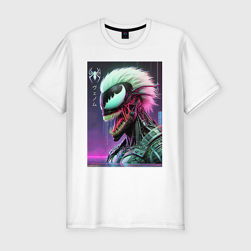 Мужская slim-футболка Ребрендинг ядовитой слизи в киберпанк / Белый – фото 1