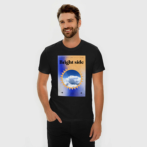 Мужская slim-футболка Светлая сторона / Черный – фото 3