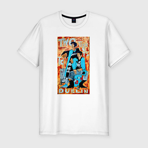 Мужская slim-футболка Two tickets to Dublin / Белый – фото 1