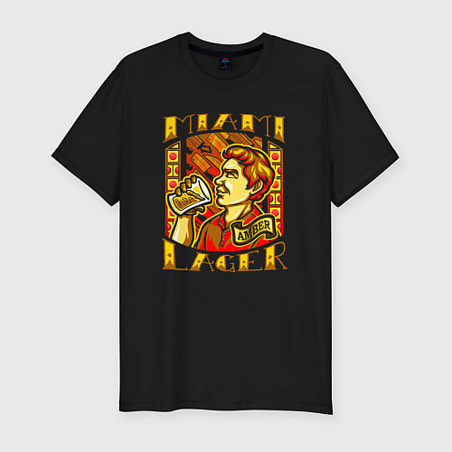 Мужская slim-футболка Miami lager / Черный – фото 1
