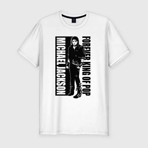 Мужская slim-футболка Michael Jackson - forever king of pop / Белый – фото 1
