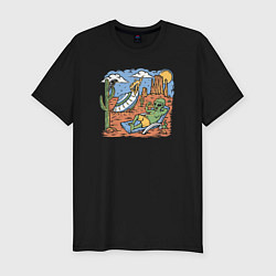 Футболка slim-fit Пришелец в пустыне, цвет: черный
