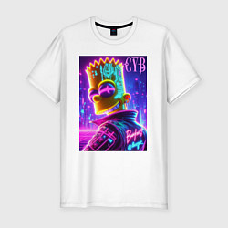 Футболка slim-fit Cyber Bart - neon glow, цвет: белый