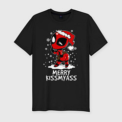 Футболка slim-fit Deadpool - merry kiss my ass, цвет: черный