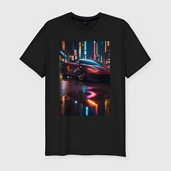Футболка slim-fit Суперкар и неон, цвет: черный