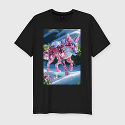 Футболка slim-fit Кристальный волк на снегу, цвет: черный