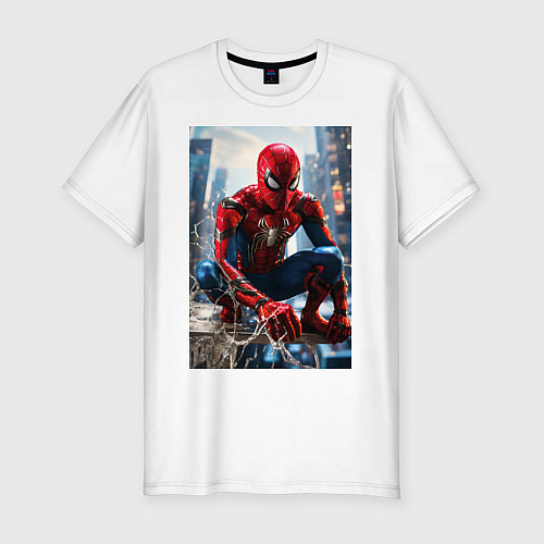 Мужская slim-футболка Человек-паук на страже справедливости / Белый – фото 1