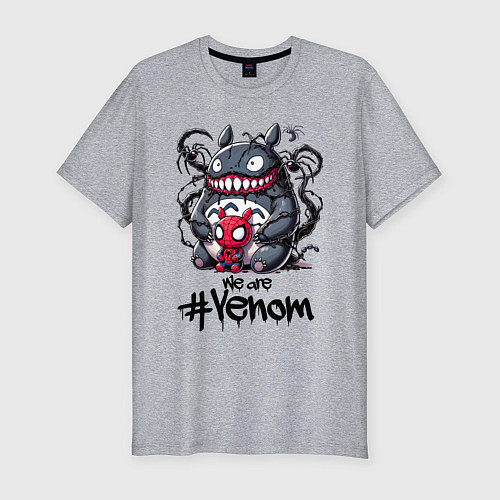 Мужская slim-футболка Totoro-Venom and Spider-man / Меланж – фото 1
