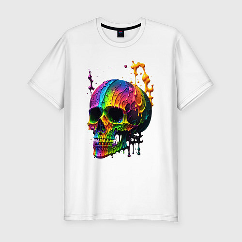 Мужская slim-футболка Череп в краске / Белый – фото 1