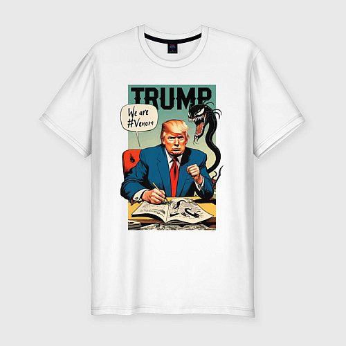 Мужская slim-футболка Trump - we are Venom meme / Белый – фото 1