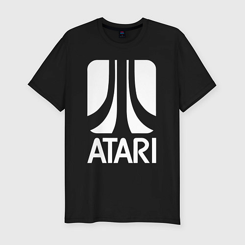 Мужская slim-футболка Atari logo white / Черный – фото 1