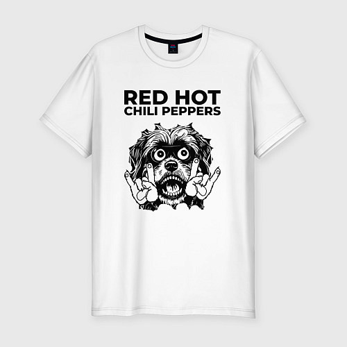 Мужская slim-футболка Red Hot Chili Peppers - rock dog / Белый – фото 1