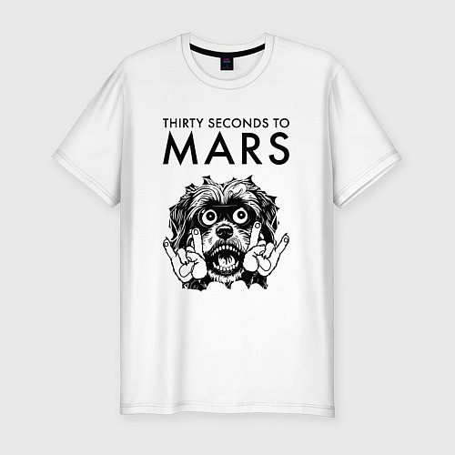 Мужская slim-футболка Thirty Seconds to Mars - rock dog / Белый – фото 1