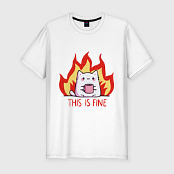 Мужская slim-футболка Cat - this is fine