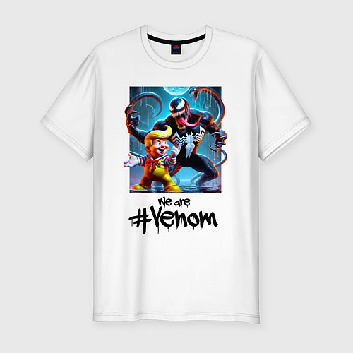 Мужская slim-футболка Donald Trump and Venom - meme / Белый – фото 1