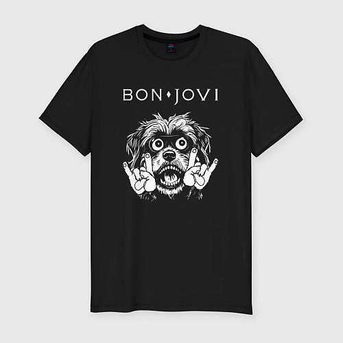 Мужская slim-футболка Bon Jovi rock dog / Черный – фото 1