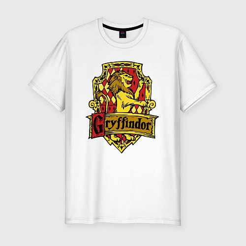 Мужская slim-футболка Hogwarts - gryffindor logo / Белый – фото 1