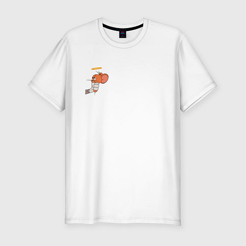 Мужская slim-футболка Джерри ангел мышка для пар / Белый – фото 1