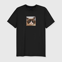 Футболка slim-fit Сердитая Кошка для пары, цвет: черный