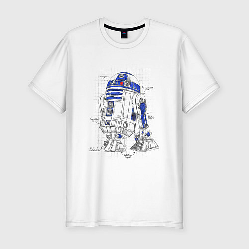 Мужская slim-футболка R2-D2 / Белый – фото 1