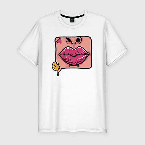 Мужская slim-футболка Smile and lips / Белый – фото 1