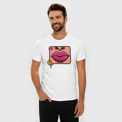 Футболка slim-fit Smile and lips, цвет: белый — фото 2