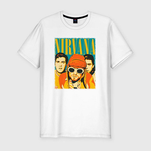 Мужская slim-футболка Нирвана музыкальная группа / Белый – фото 1