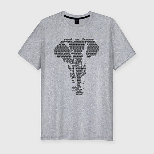 Мужская slim-футболка Африканский слон пуантель / Меланж – фото 1