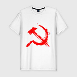 Футболка slim-fit Sickle and hammer red paint, цвет: белый