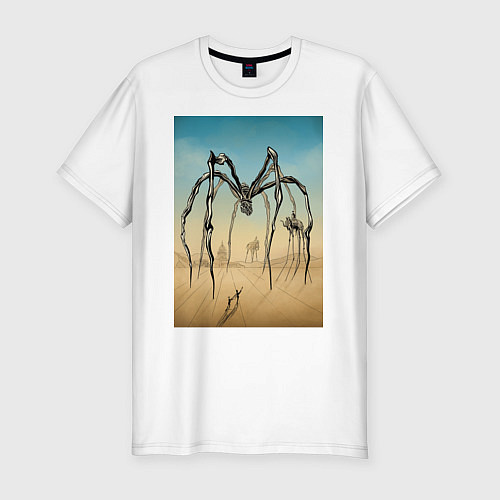 Мужская slim-футболка Паук Дали и Буржуа цвет / Белый – фото 1