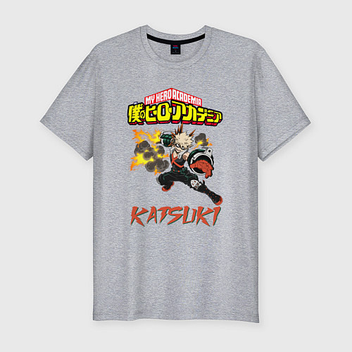 Мужская slim-футболка Моя геройская академия Кацуки / Меланж – фото 1