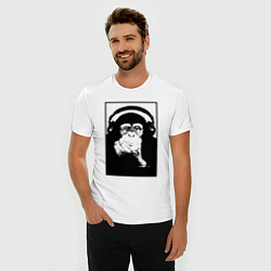 Футболка slim-fit Monkey in the headphones, цвет: белый — фото 2