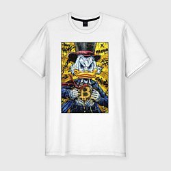 Футболка slim-fit Утиные истории - Скрудж биткоин, цвет: белый