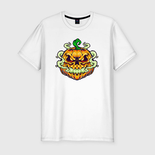 Мужская slim-футболка Evil pumpkin / Белый – фото 1