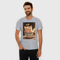Футболка slim-fit Кошечка с короной в чашке, цвет: меланж — фото 2