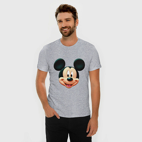 Мужская slim-футболка Mickey mouse head / Меланж – фото 3